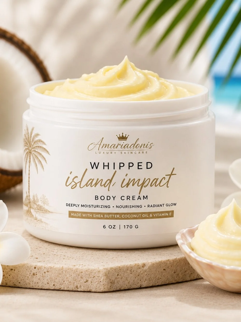 AmariAdonis Whipped Island Impact Body Cream - White & Gold 6oz